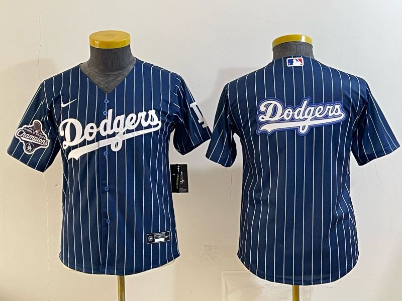 Youth 2026 Los Angeles Dodgers Blank Drak Blue Stripe Game Nike MLB Jersey style 003